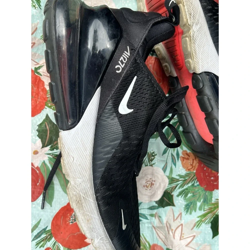 Nike Air Max 270 Black White Shoes Kids 7Y Multi AH8050-002‎ Excellent Condition